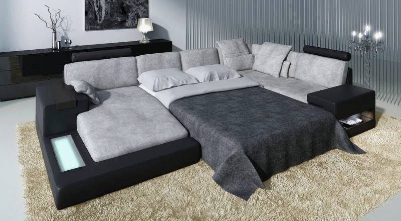 BULLHOFF Schlafsofa Schlafsofa XXL Wohnlandschaft Bettcouch Sofa U-Form Schlaffunktion, mit Relaxfunktion von BULLHOFF
