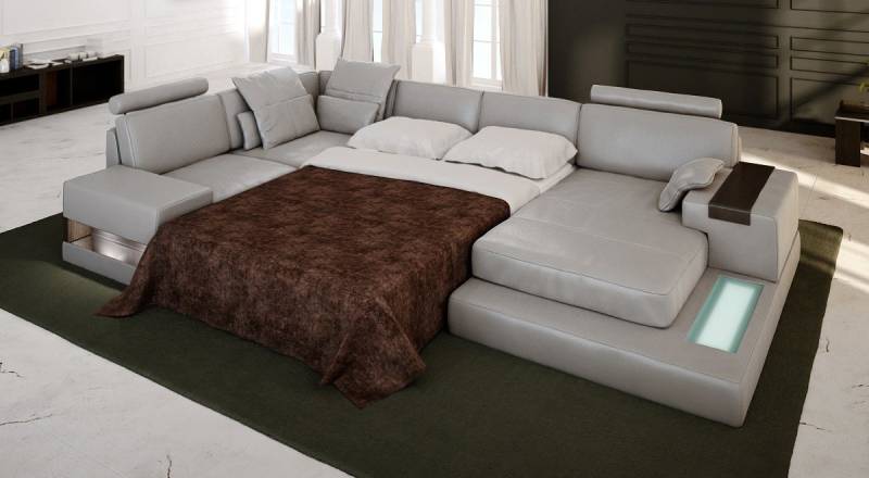 BULLHOFF Schlafsofa Wohnlandschaft Leder Schlafsofa U-Form »HAMBURG« von BULLHOFF, made in Europe von BULLHOFF