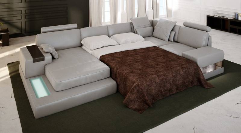 BULLHOFF Schlafsofa Wohnlandschaft Leder Schlafsofa U-Form »HAMBURG« von BULLHOFF, made in Europe von BULLHOFF