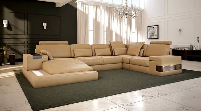 BULLHOFF Schlafsofa Wohnlandschaft Leder Schlafsofa U-Form »HAMBURG« von BULLHOFF, made in Europe von BULLHOFF