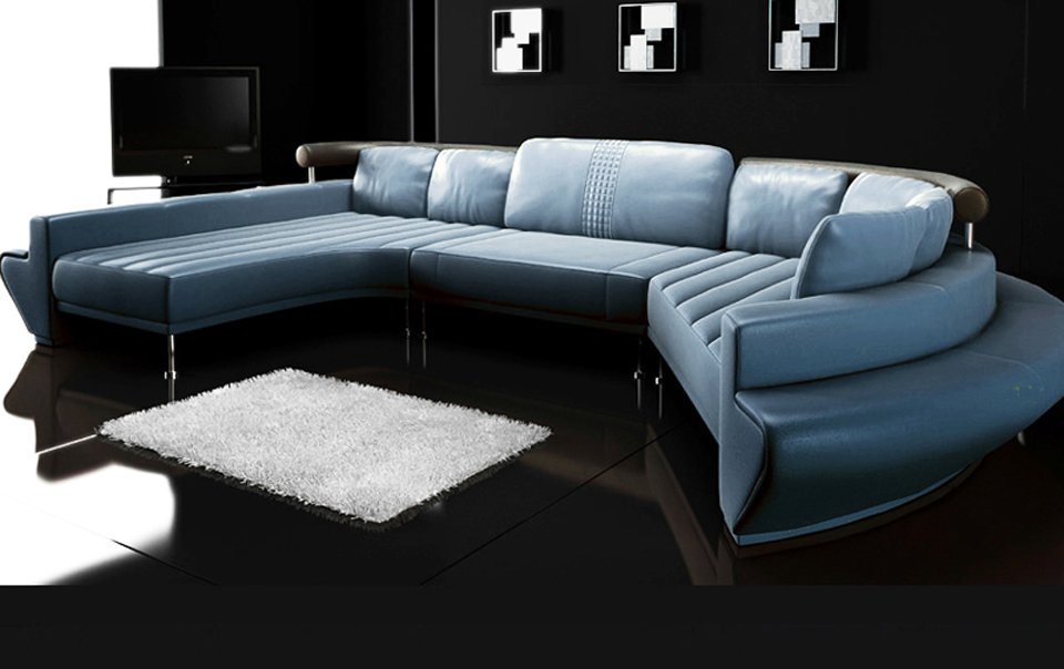 BULLHOFF Wohnlandschaft Wohnlandschaft Leder BLAU GRÜN Sofa U-Form Couch Designsofa »ZÜRICH«, Made in Europe, das ORIGINAL"" von BULLHOFF