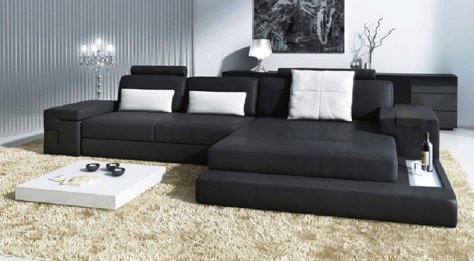 BULLHOFF Wohnlandschaft Wohnlandschaft Leder XXL Designsofa Eckcouch U-Form LED Leder Sofa Couch XL Ecksofa grau schwarz »HAMBURG III« von BULLHOFF, made in Europe, das ORIGINAL"" von BULLHOFF