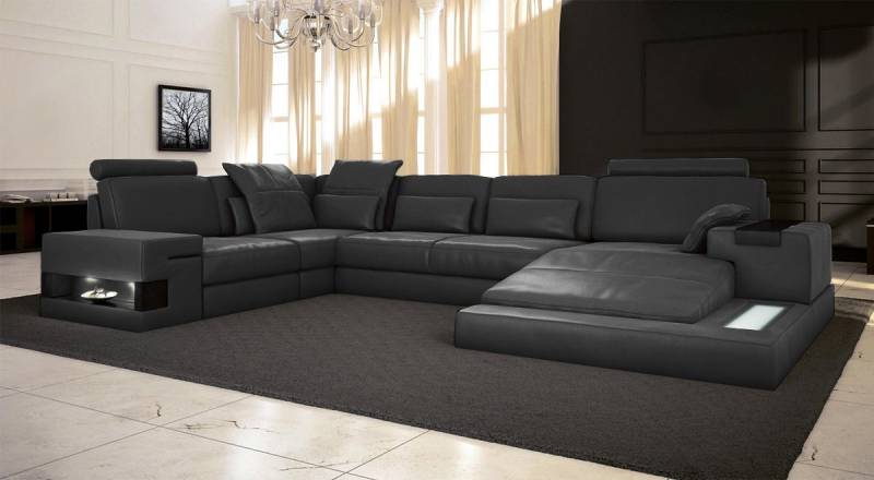 BULLHOFF Wohnlandschaft Wohnlandschaft Leder XXL Eckcouch U-Form Sofa Ecksofa »HAMBURG«, mit Relaxfunktion von BULLHOFF