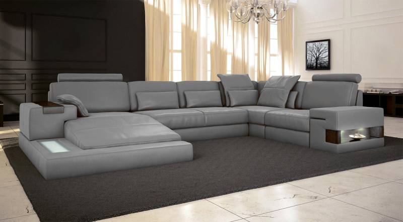 BULLHOFF Wohnlandschaft Wohnlandschaft Leder XXL Eckcouch U-Form Sofa Ecksofa »HAMBURG«, mit Relaxfunktion von BULLHOFF