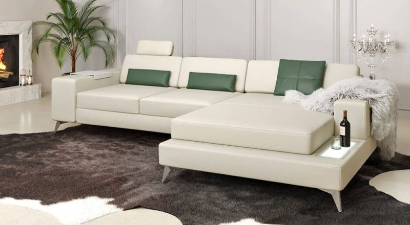 BULLHOFF Wohnlandschaft Wohnlandschaft Ledersofa Ecksofa Designsofa Eckcouch L-Form LED Leder Sofa Couch XL schwarz weiss »MÜNCHEN III« von BULLHOFF von BULLHOFF