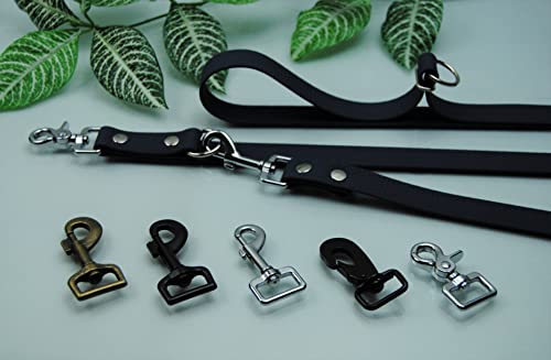 EXTRA Lange Leine Gummi PVC 4-Fach verstellbar 3m x 25mm Grau (Karabiner: Scheren-Haken (Silber)) von BULLYZEI