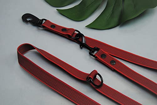 EXTRA Lange Leine Rot, gummiert 4-Fach verstellbar 3m x 25mm, Schweden Karabiner (S) von BULLYZEI