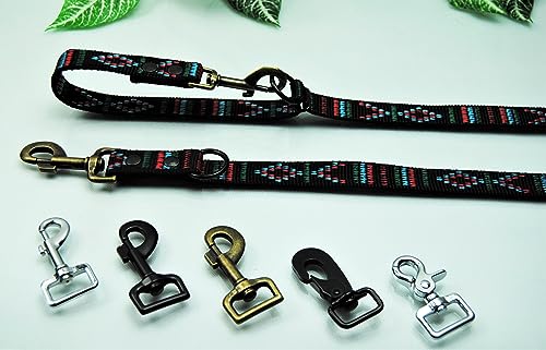 Extra Lange und breite Leine Nylon 4-Fach verstellbar Indianer schwarz 3m x 25mm Führleine (Karabiner: Scherenhaken (Silber)) von BULLYZEI