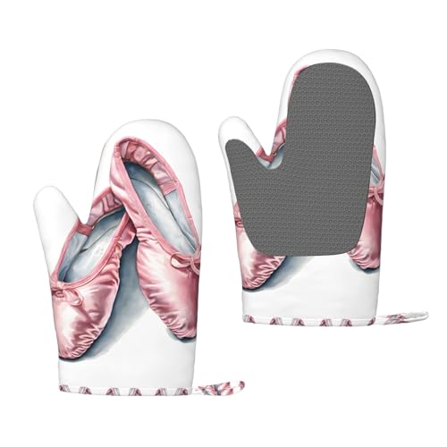 Ballet Dancer hitzebeständige Silikon-Ofenhandschuhe – ein Paar rutschfeste Backhandschuhe mit Aufhängeschlaufe, Druckdesign von BULQAPZDF