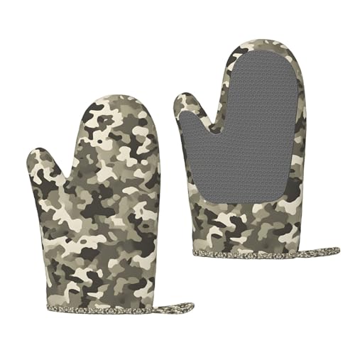 Hitzebeständige Silikon-Ofenhandschuhe, Armee-Motiv, digital, Camouflage, rutschfest, zum Backen, Grillen, mit Aufhängeschlaufe, Druckdesign von BULQAPZDF