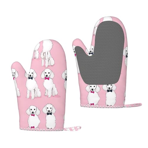 Ofenhandschuhe aus Silikon, Motiv: Pudel, Hunde, hitzebeständig, rutschfest, mit Aufhängeschlaufe, Druck-Design, 1 Paar von BULQAPZDF