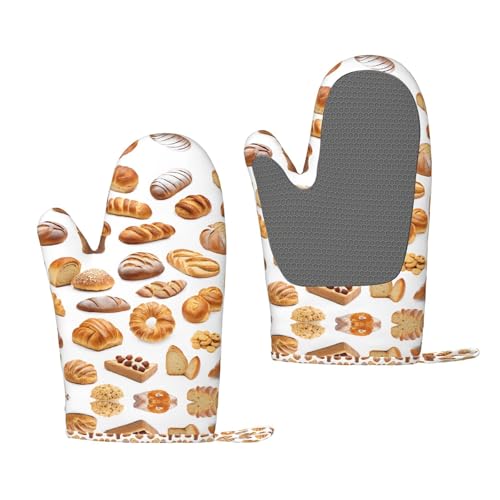 Ofenhandschuhe aus Silikon, hitzebeständig, 1 Paar rutschfeste Backhandschuhe mit Aufhängeschlaufe, Druckdesign von BULQAPZDF
