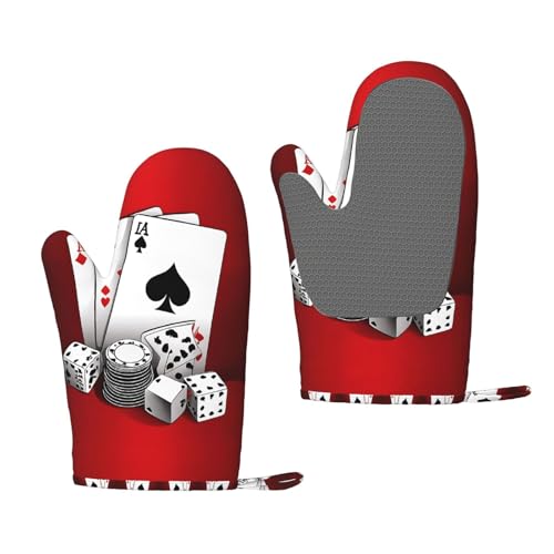 Ofenhandschuhe aus Silikon, hitzebeständig, 1 Paar rutschfeste Backhandschuhe mit Aufhängeschlaufe, Druckdesign von BULQAPZDF