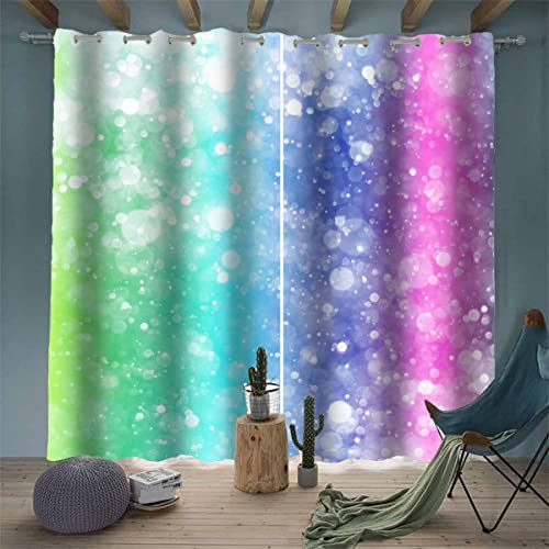 BUMIYA 3D Bunte Drucke Vorhänge mit ösen B 140 X H 100 cm Mikrofaser Glitzer-Muster Vorhang Blickdicht Verdunkelungs Gardinen 2er Set für Wohnzimmer Schlafzimmer Kinderzimmer Landhausstil Küche von BUMIYA