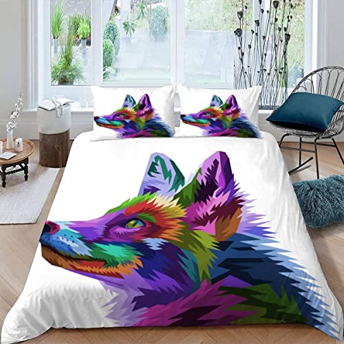 BUMIYA Kinder Bettwäsche Set 135x200 3D Druck Fuchs Bettwäsche100% Mikrofaser Weiche mit Reißverschluss Bunte Füchse Winter Herbst Bettbezüge mit 2 Kissenbezug 80x80 cm von BUMIYA