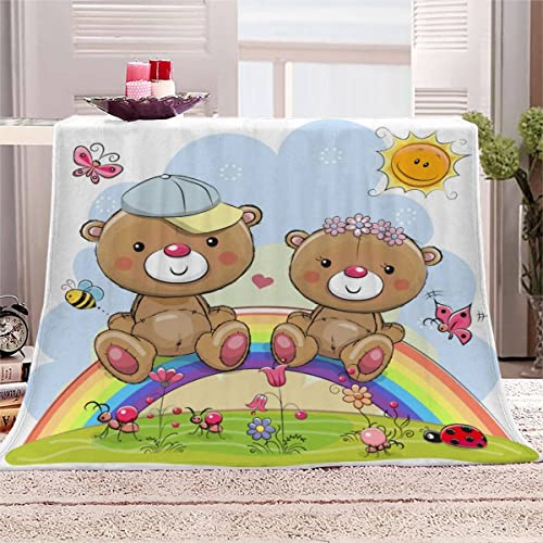 Cartoon-Tiere Kuscheldecke Flanell Mikrofaser 3D Kuscheldecke Erwachsener 150x200 cm Teddybär Leichte Winter Warme TV Decke Wohndecke Flanell Decke Fleecedecke Sofadecke Bettüberwurf von BUMIYA