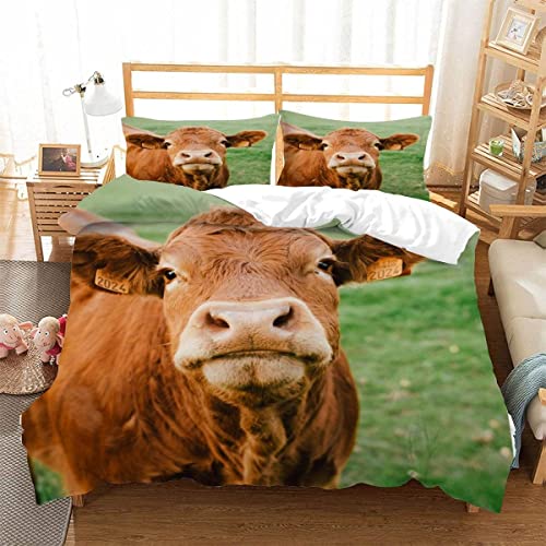 Kuh-Muster Bettwäsche 135×200 Weiche Mikrofaser 3D Druck Braune Kuh Bettbezug mit Reißverschluss Für Kinder Zimmer Dekor Jungen Mädchen 3 Teilig Bettwäsche Set mit 2 Kissenbezüge 80×80 cm Kuh-Muster Bettwäsche 135×200 Weiche Mikrofaser 3D Druck Braune Kuh Bettbezug mit Reißverschluss Für Kinder Zimmer Dekor Jungen Mädchen 3 Teilig Bettwäsche Set mit 2 Kissenbezüge 80×80 cm von BUMIYA