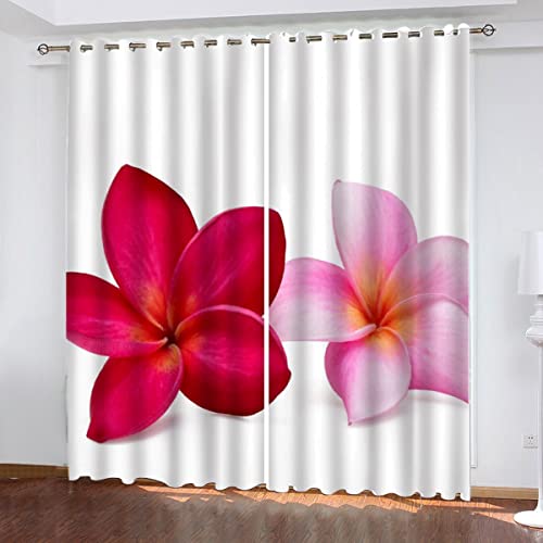 Rote Frangipani Vorhang mit ösen B 280 X H 260 cm Polyester Botanischer Druck Gardinen Blickdicht Verdunkelungs Scheibengardinen 2 Stücke für Wohnzimmer Schlafzimmer Kinderzimmer Jugendzimmer von BUMIYA