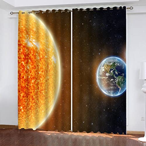 Vorhänge Schlafzimme mit Ösen 3D gedruckt Erde Sonne Kinderzimmer Gardinen Wärmeisolierende Verdunkelungsvorhang Mysteriöses Universum 2er Set Microfaser Gardinen Wohnzimmer Größe:2 x B70 x H160 cm Vorhänge Schlafzimme mit Ösen 3D gedruckt Erde Sonne Kinderzimmer Gardinen Wärmeisolierende Verdunkelungsvorhang Mysteriöses Universum 2er Set Microfaser Gardinen Wohnzimmer Größe:2 x B70 x H160 cm von BUMIYA
