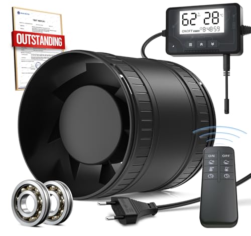 BUMSOU 100mm Rohrventilator mit Fernbedienung, Leise Rohrlüfter mit Feuchtigkeitssensor Temperatursensor Timer, 5-in-1 Abluftventilator mit Überhitzungsschutz, Rauchabzug Ventilator für Bad WC Garage BUMSOU 100mm Rohrventilator mit Fernbedienung, Leise Rohrlüfter mit Feuchtigkeitssensor Temperatursensor Timer, 5-in-1 Abluftventilator mit Überhitzungsschutz, Rauchabzug Ventilator für Bad WC Garage von BUMSOU