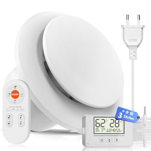BUMSOU Badlüfter mit Feuchtigkeitssensor Temperatursensor Timer - 3 Stufen Bad Lüfter 100mm mit Fernbedienung, Echtzeit Display, Leistungsstark Leise Abluftventilator for Badezimmer WC keller RU109 BUMSOU Badlüfter mit Feuchtigkeitssensor Temperatursensor Timer - 3 Stufen Bad Lüfter 100mm mit Fernbedienung, Echtzeit Display, Leistungsstark Leise Abluftventilator for Badezimmer WC keller RU109 von BUMSOU