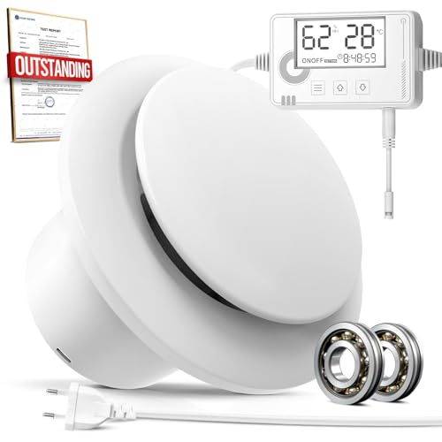 BUMSOU Badlüfter mit Feuchtigkeitssensor Temperatursensor Timer - Bad Lüfter 100mm mit Visualisiertem Controller, Leistungsstark und Leise Abluftventilator 100mm for Badezimmer WC keller Toilet P107 BUMSOU Badlüfter mit Feuchtigkeitssensor Temperatursensor Timer - Bad Lüfter 100mm mit Visualisiertem Controller, Leistungsstark und Leise Abluftventilator 100mm for Badezimmer WC keller Toilet P107 von BUMSOU