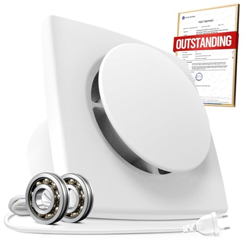 BUMSOU Bathroom fan Aufgerüstet Leiser Badlüfter 100mm - 130m³/h Starker Lüftung Energiesparend WC Lüfter - Badezimmer Lüfter mit IPX4, Idealer Abluftventilator für Bad WC Keller Garage Küche von BUMSOU