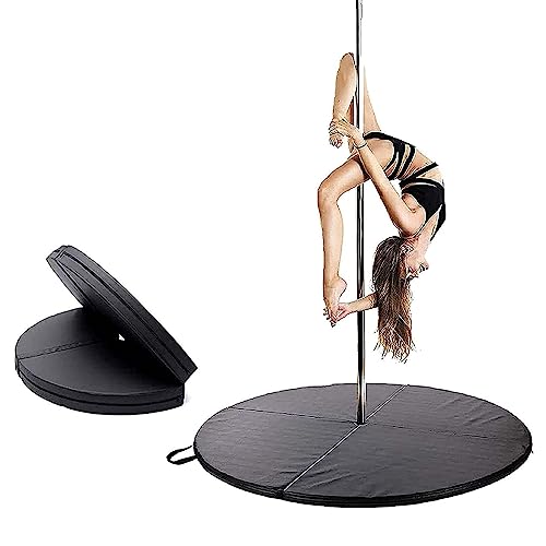 BUNAL Runden Falten Tragbar Pole Dance Crashmatte Yoga übung Sicherheitstanzkissen Stahlrohr Fallschutzpolsterung für überlegene Haltbarkeit(Size:200x5cm,Color:Schwarz) von BUNAL