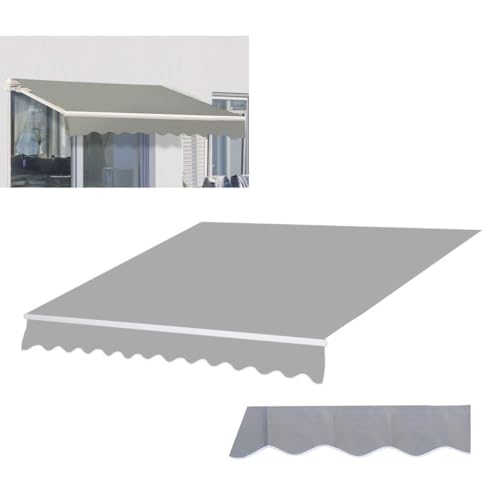 Einziehbar Terrasse Markise Ersatzstoff Obere Abdeckung Dauerhaft Außen Sonnenschutz-überdachungstuch Wasserdichter Schutz 280g 100% Polyester Markisenabdeckung Sonnenschutz(Size:4x3m,Color:Grau) von BUNAL