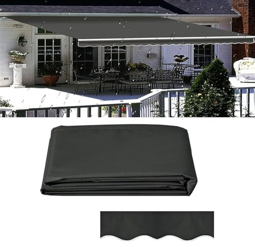 Einziehbar Terrasse Markisenstoff Ersatz Wasserdicht Sonnenschutzabdeckung 100% 280g Polyestertuch Sonnenschirm überdachung für Fenster Tür Markt Deck(Size:4x3m,Color:Gray) von BUNAL