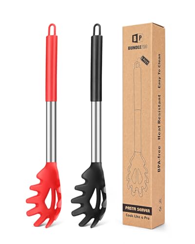 2er Silikon Spaghettilöffel Set, Hitzebeständiger Nudellöffel Server für Küche, BPA freie Spaghettisieb, Beste Kochutensilien 2er Silikon Spaghettilöffel Set, Hitzebeständiger Nudellöffel Server für Küche, BPA freie Spaghettisieb, Beste Kochutensilien von BUNDLEPRO
