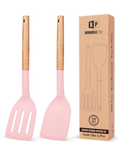 Silikon-Kochspatel, Hitzebeständiger Pfannenwender, Antihaftbeschichtet, Schlitzspatel Mit Kurzem Holzgriff, Ideales Küchenutensilien-Set Zum Braten, Backen, Wenden, 2 Stück Silikon-Kochspatel, Hitzebeständiger Pfannenwender, Antihaftbeschichtet, Schlitzspatel Mit Kurzem Holzgriff, Ideales Küchenutensilien-Set Zum Braten, Backen, Wenden, 2 Stück von BUNDLEPRO