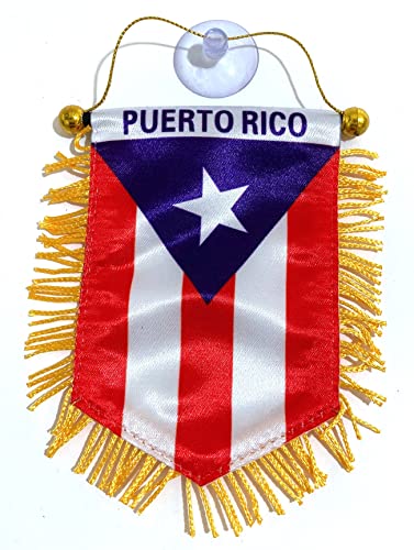 BUNFIREs Puerto Rico Klein 10,2 x 15,2 cm Mini Flagge Banner Rückspiegel Boricua Puerto Rico Flagge Fringed Fenster Zum Aufhängen von BUNFIREs