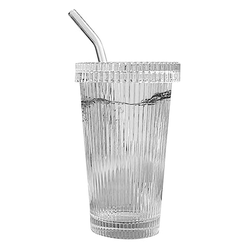 BUNIQ Gerippte Trinkgläser - Eiskaffeegläser mit Deckel und Strohhalmen - Tragbare 375 ml Eiskaffee-Trinkbecher aus Glas für Kaffee, Coockta, Tee, Wasser, Bier, Limonade BUNIQ Gerippte Trinkgläser - Eiskaffeegläser mit Deckel und Strohhalmen - Tragbare 375 ml Eiskaffee-Trinkbecher aus Glas für Kaffee, Coockta, Tee, Wasser, Bier, Limonade von BUNIQ