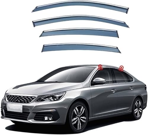 BUNIQ Pack of 4 Car Wind Deflectors Rain Deflectors for Peugeot 308 MK2-T9 2016-2020,Car Window Wind Deflectors Car Window Visors Rain Cover Car Accessories von BUNIQ