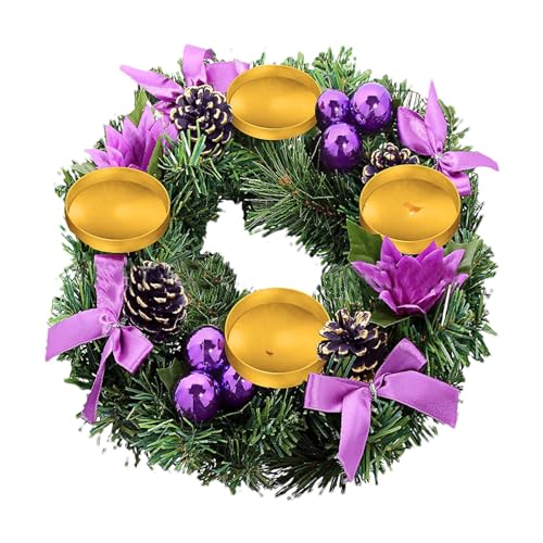 Weihnachtskranz Kerzenhalter, 30 cm Künstlicher Adventskranz Mit Kerzenhaltern, Weihnachts-Advents-Kerzenhalter, Adventskranz Kerzenhalter Weihnachtsdeko von BUNIQ