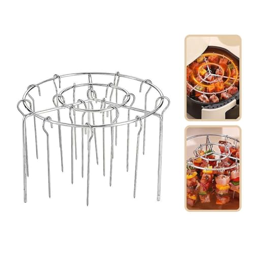 Air Fryer Rack Rund, 16 Zoll Air Fryer Spießständer, Edelstahl Hängeofen Spieße Rack Zubehör, Mit 30 Spieß, Multifunktionsgrill Zum Kochen Von Kebabs Air Fryer Rack Rund, 16 Zoll Air Fryer Spießständer, Edelstahl Hängeofen Spieße Rack Zubehör, Mit 30 Spieß, Multifunktionsgrill Zum Kochen Von Kebabs von BUNQQF