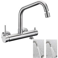 BuntHaus Wand-Küchenarmatur Wand-Küchenarmatur mit 2 Strahlarten 360° Schwenkbare Küchenarmatur Spülbeckenarmatur aus Gebürstetem Edelstahl BuntHaus Wand-Küchenarmatur Wand-Küchenarmatur mit 2 Strahlarten 360° Schwenkbare Küchenarmatur Spülbeckenarmatur aus Gebürstetem Edelstahl von BUNTHAUS