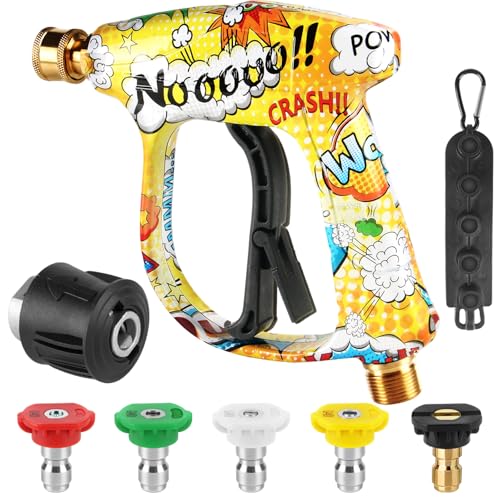 Hochdruckreiniger Pistole, BUNTOR 4000 PSI Hochdruckpistole Jet Wash Pistole mit 5 Düsen + 1/4" Schnellanschluss, M22-14mm Anschluss für Autowäsche und Reinigung von BUNTOR
