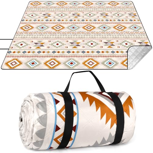 BUOAZR Outdoor Picknickdecke Boho 200x200cm, Tragbare picknickdecke wasserdicht, Waschbar Picknickdecken, Faltbar Strandmatte mit Schultergurt, Strandunterlage ideal für Strand Park, BBQ, Wandern von BUOAZR