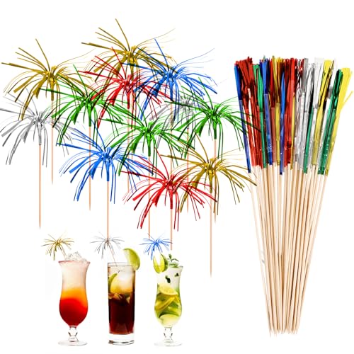 BUOKSLLY 100 Stück Silvester Feuerwerk cocktailspieße, Glitzernde Cocktailspieße mit Feuerwerkseffekt,farbenfrohe Zahnstocher für Cocktails,Partys, Picknicks,Drinks und Snacks BUOKSLLY 100 Stück Silvester Feuerwerk cocktailspieße, Glitzernde Cocktailspieße mit Feuerwerkseffekt,farbenfrohe Zahnstocher für Cocktails,Partys, Picknicks,Drinks und Snacks von BUOKSLLY