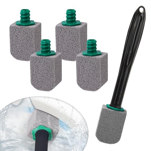 5 Stück Bimsstein WC-Reiniger mit Griff – Effektiver Reinigungsstein gegen Hartnäckigen Urinstein, Kalk & Flecken in Toilette, Badezimmer und Küche (mit 1 schwarzen Griff) von BUOSHUO