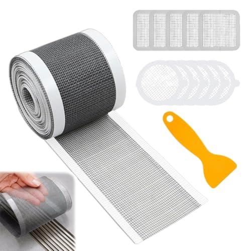 Haarfänger Abfluss Dusche Set,Duschsieb Abfluss Haare Einweg 70 cm x 10 m + 5 Stück Quadratische Haarsieb Duschrinne +5 Stück Runde Duschabfluss Haarfänger von BUOSHUO