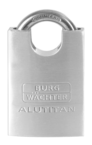 BURG-WÄCHTER Vorhängeschloss, Vorhangschloss mit 2 Schlüsseln, 8 mm Bügelstärke, Massiver Aluminiumkörper, Innenwerk rostfrei, Doppelt verriegelt, Alutitan 770 CS 50 BURG-WÄCHTER Vorhängeschloss, Vorhangschloss mit 2 Schlüsseln, 8 mm Bügelstärke, Massiver Aluminiumkörper, Innenwerk rostfrei, Doppelt verriegelt, Alutitan 770 CS 50 von BURG-WÄCHTER