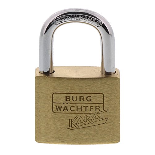 Burg-Wächter Vorhangschloss, Vorhängeschloss mit Schlüssel, 5 mm Bügelstärke, massives Messingschloss, Kneifschutz, Gehärtet, Karat 217 30/6 von BURG-WÄCHTER