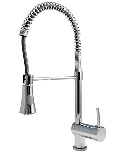 BURGTAL DENDRA | Küchenarmatur - Spültischarmatur | Spiralfederarmatur mit Brausekopf | hoher Auslauf ausziehbar | Mischbatterie in Hochdruck | Chrom | Schwenkbar 360° von BURGTAL