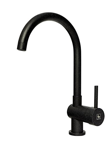 BURGTAL VANTILA | Küchenarmatur - Spültischarmatur | Mischbatterie für die Küche | hoher Auslauf | Einhebelmischer in Granit-Schwarz | Hochdruck |Schwenkbar 360° von BURGTAL