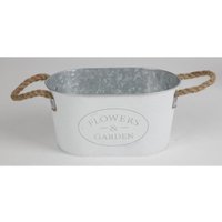 Buri - 12x Pflanztopf Flowers weiß/silber Übertopf Blumenschale 25,5 x 13 x 16cm von BURI