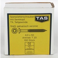 12x TAS Spanplattenschrauben 50 Stück 4,5x50mm TX Teilgewinde Senkkopf Holz Bau von BURI