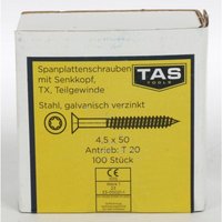Buri - 12x tas Spanplattenschrauben 50 Stück 4,5x50mm tx Teilgewinde Senkkopf Holz Bau von BURI